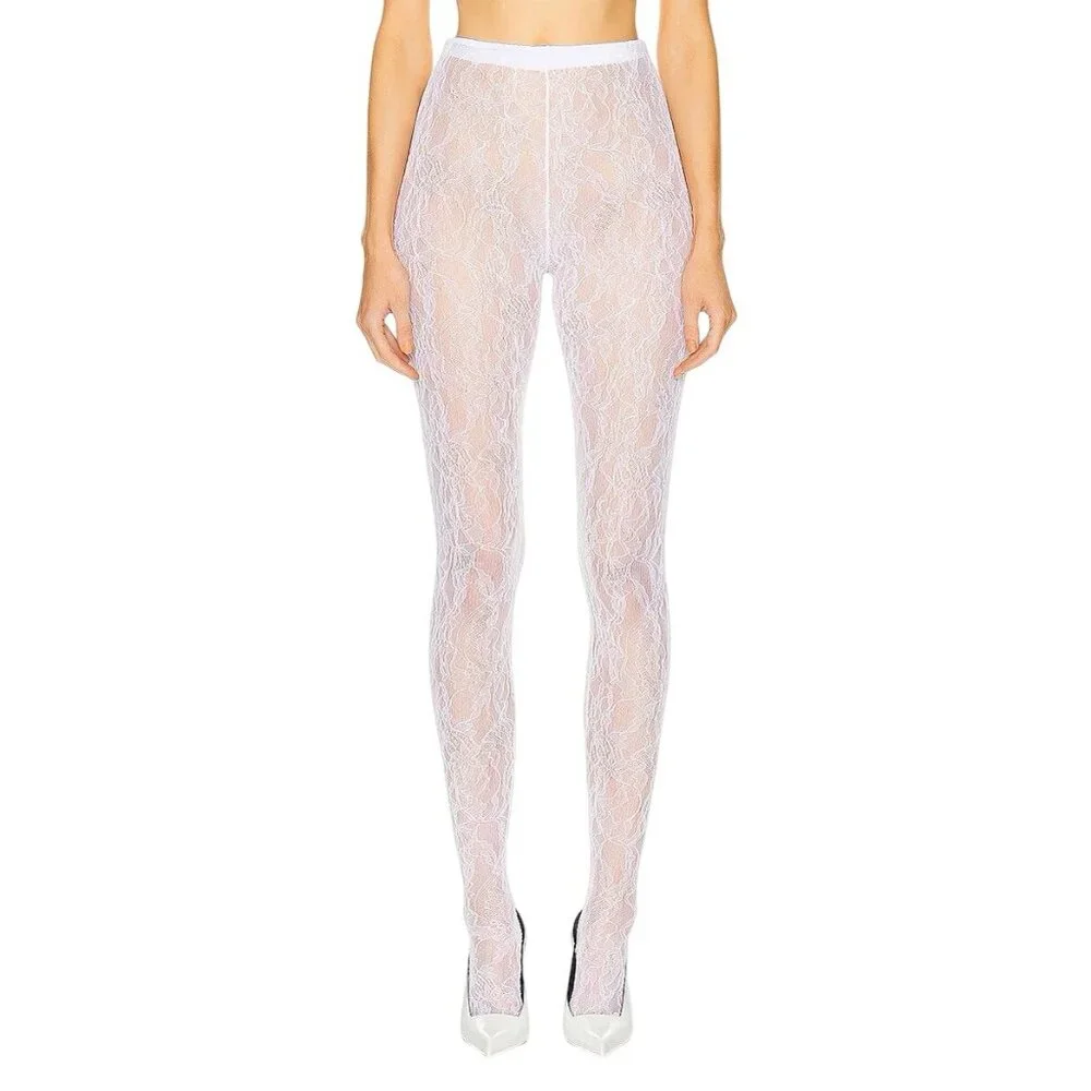 WARDROBE.NYC Lace Tights in Off White New Womens Nylons Pantyhose